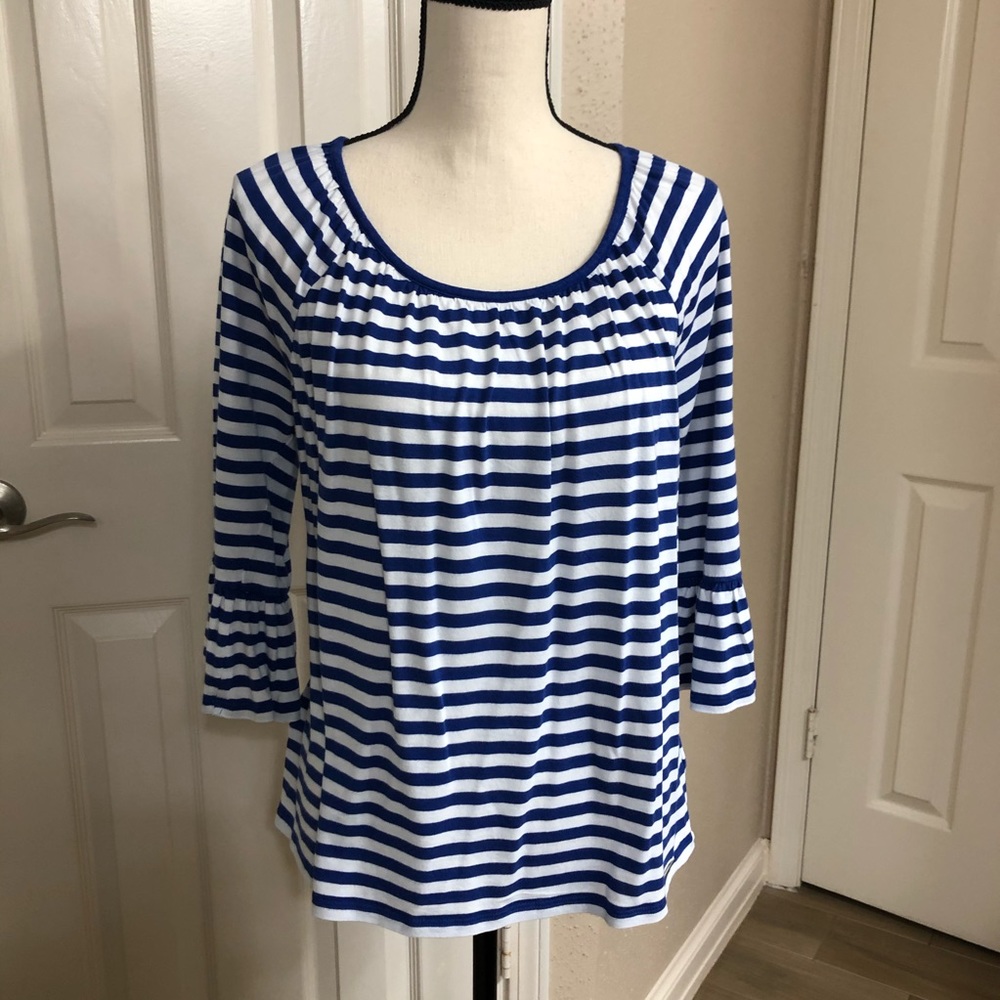 Michael Kors Blue and White Striped Blouse